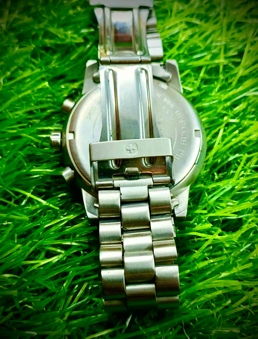 #350 Wenger Swiss Military Wristwatch Model 7912X T Stainless Steel with Black Dial Quartz