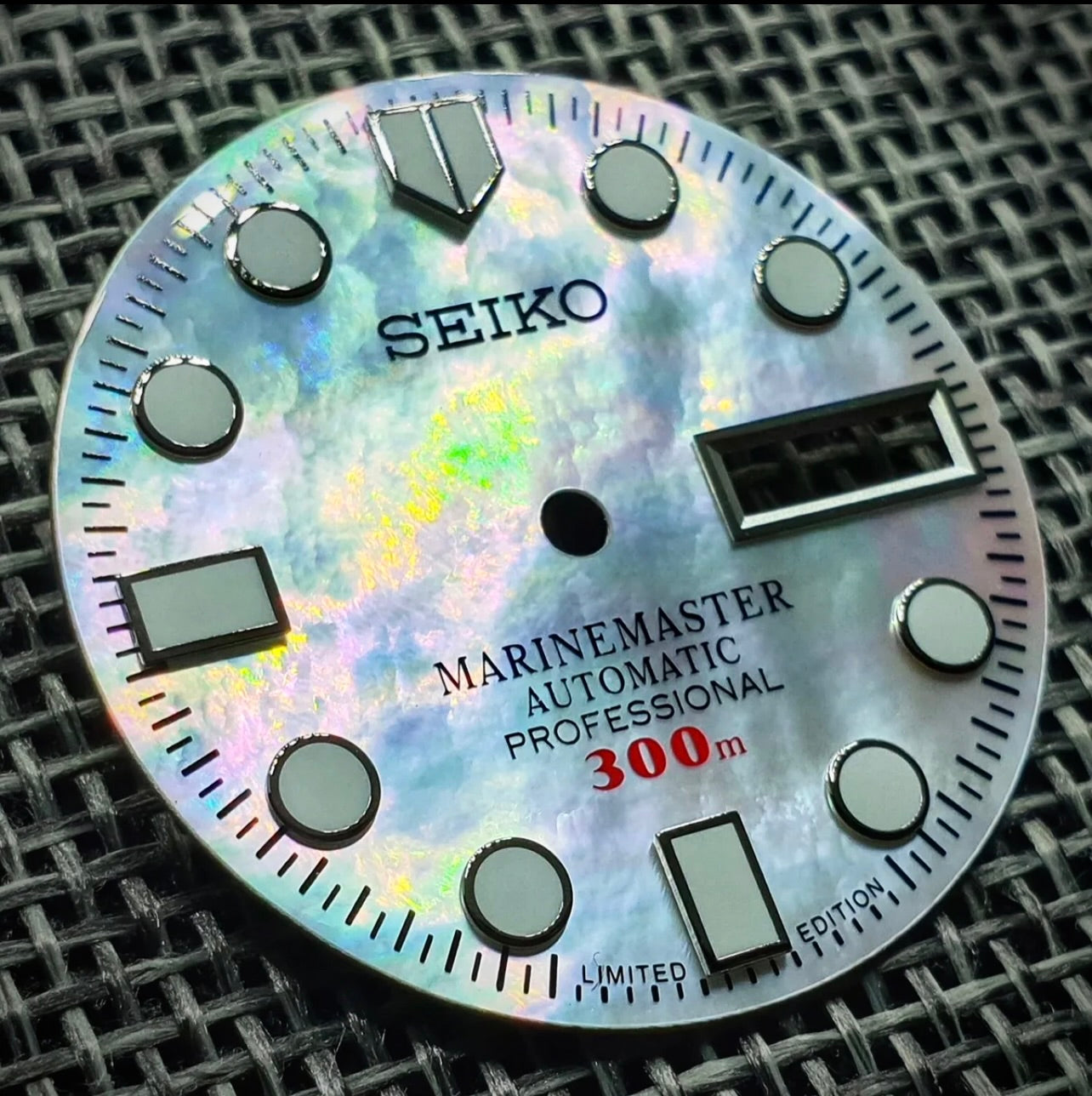 #779 New SEIKO MARINE MASTER MOTHER OF PEARL WHITE DIAL FOR NH36 4R36 7S26 with Ring