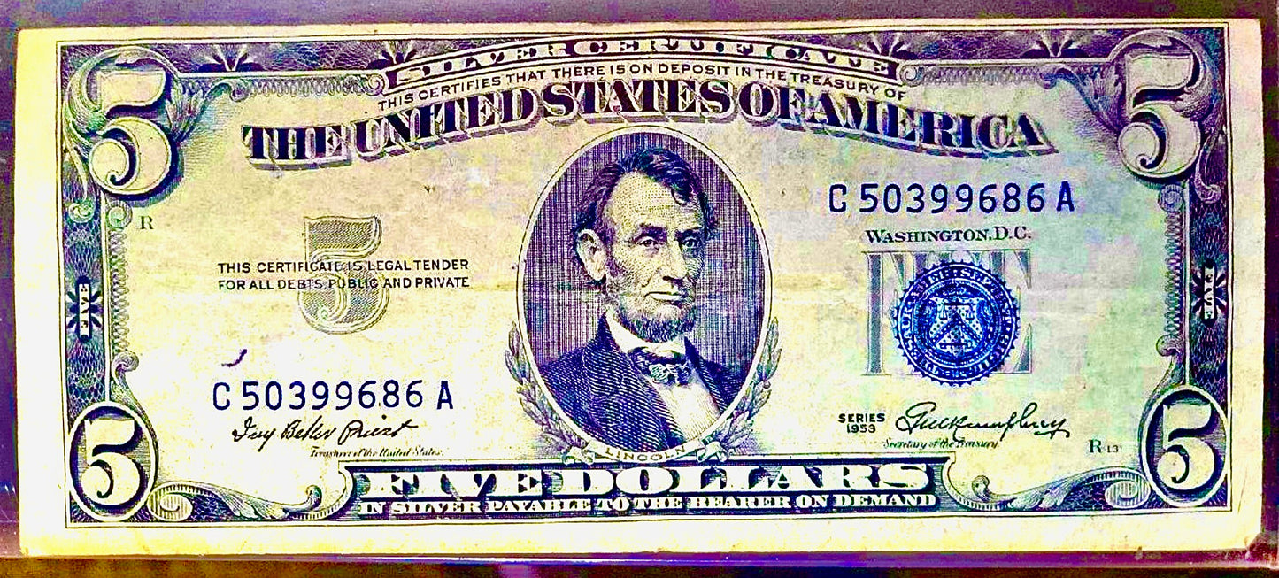 USA Series 1953 $5 bill silver note