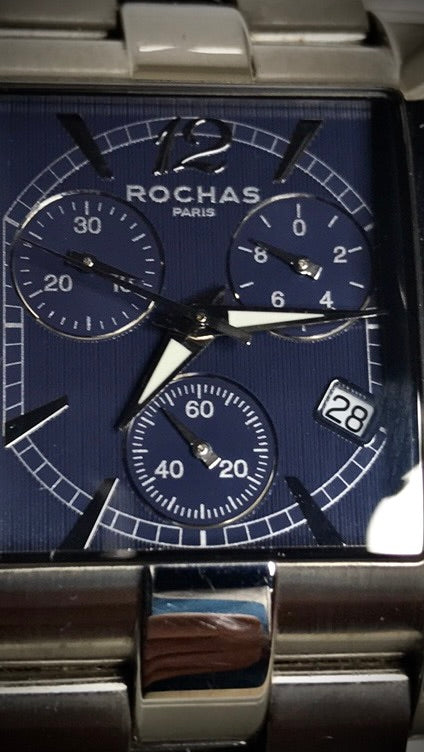 #938 Rochas Swiss Made Chronograph quartz Watch Square Larger size