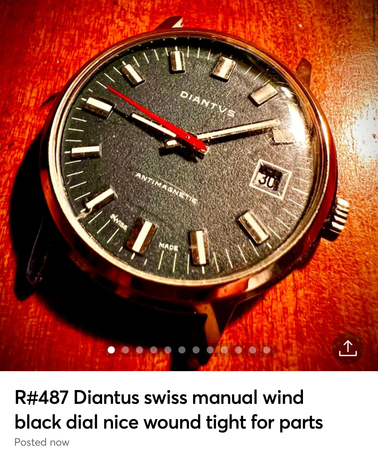 R#487 Diantus swiss made manual wind wound right balance is free for parts or not working