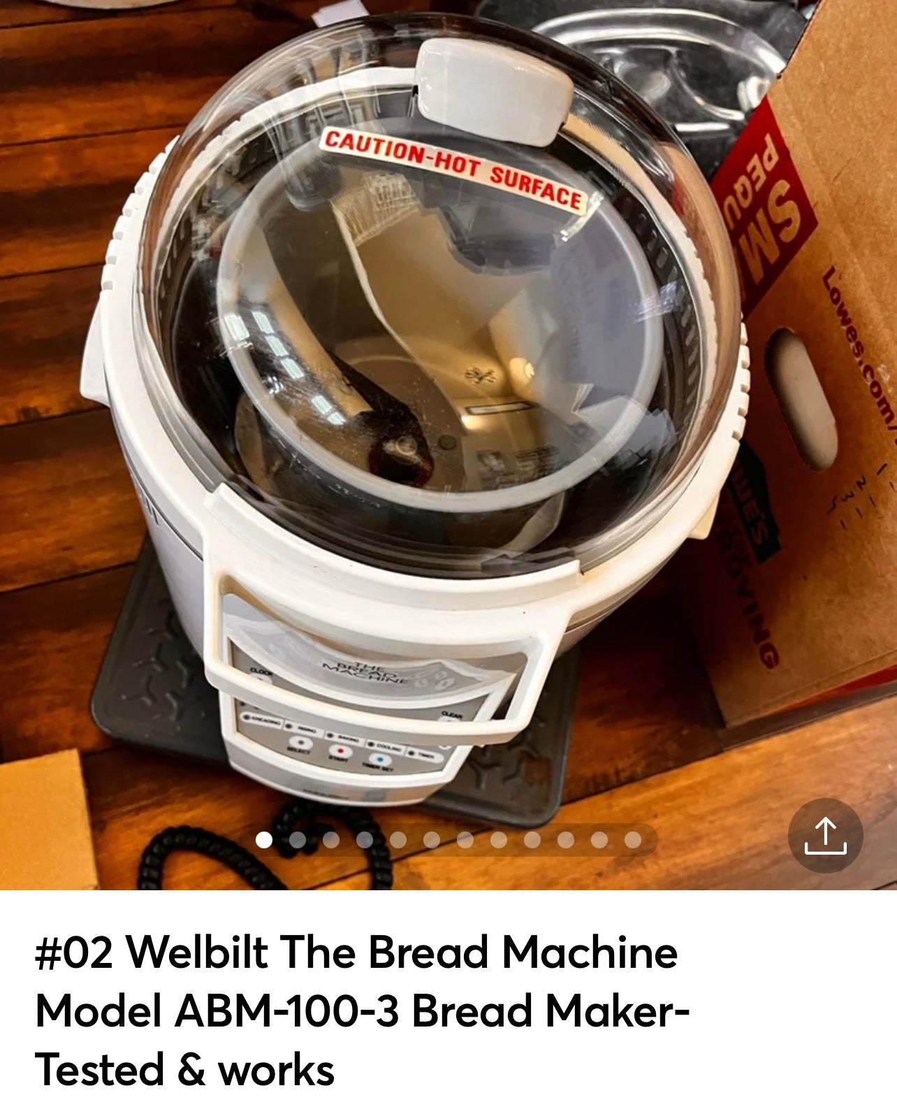 #02 Welbilt The Bread Machine  Model ABM-100-3 Bread Maker- Tested & works