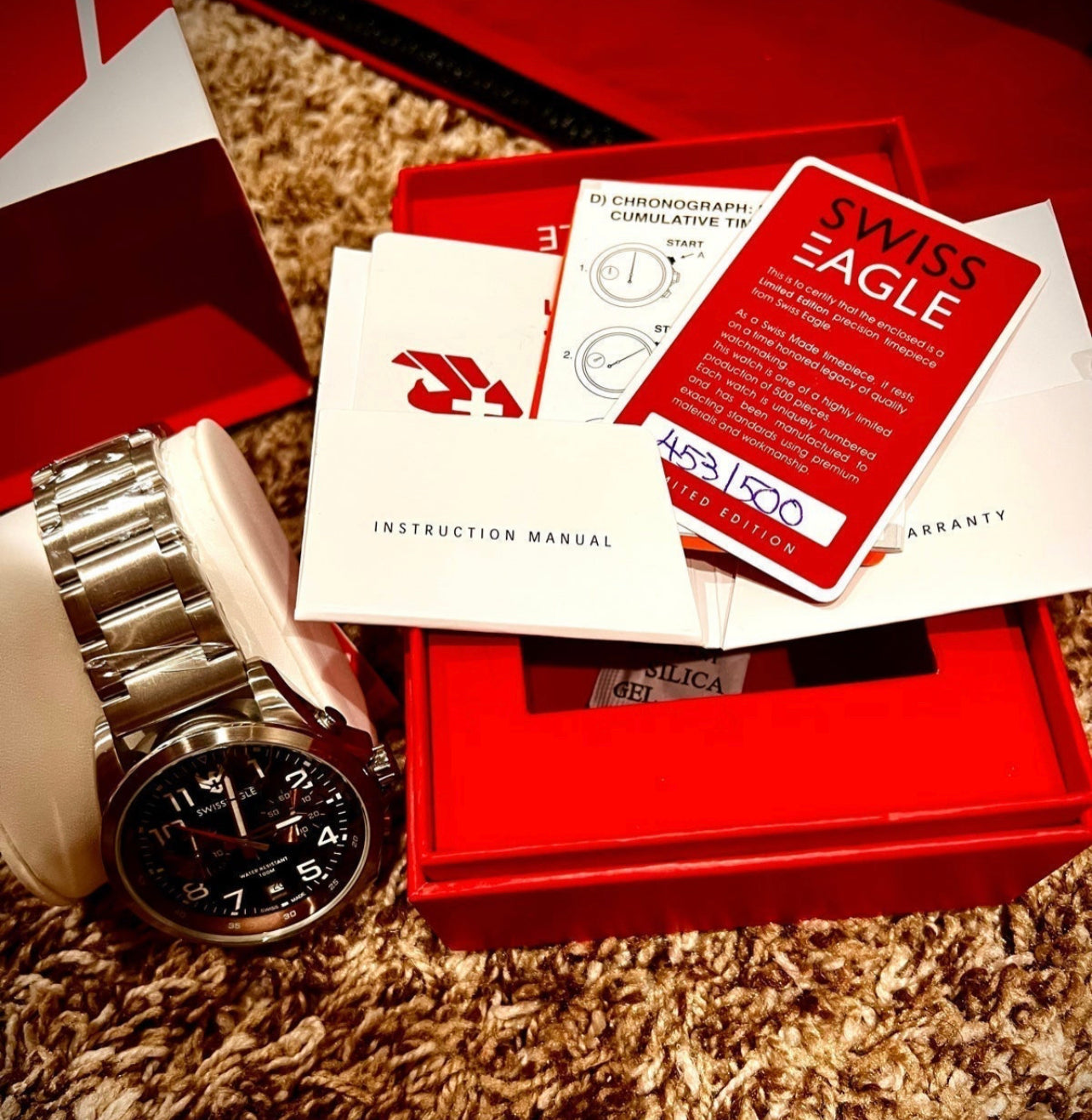 #882 Swiss Eagle 100 Meter Swiss Made Quartz Chronograph Watch with Date Limited Edition Brand New