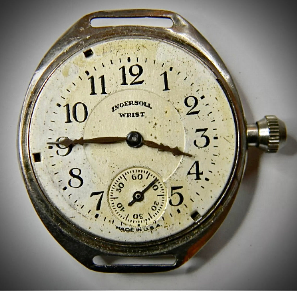 R#245 Antique 1920's INGERSOLL WRIST MILITARY TRENCH MENS WATCH Collectable