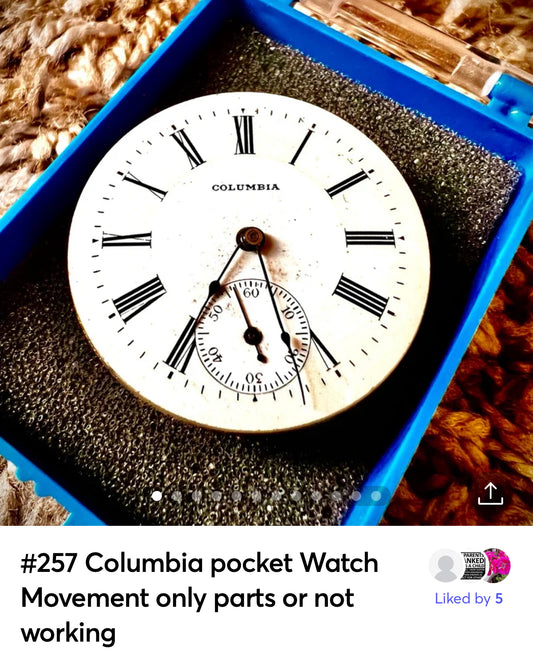 #257 Columbia pocket Watch Movement only parts or not working