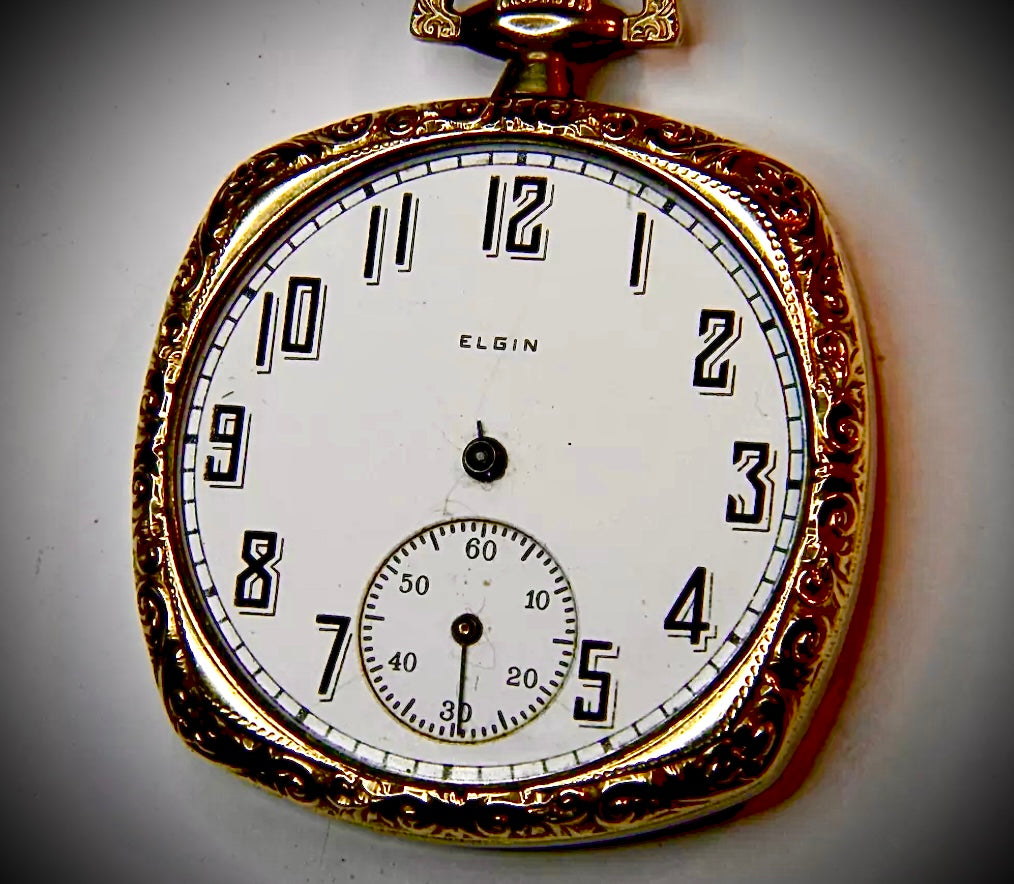 R#945 Elgin Gold Plated 12S POCKET WATCH Parts Or Not Working