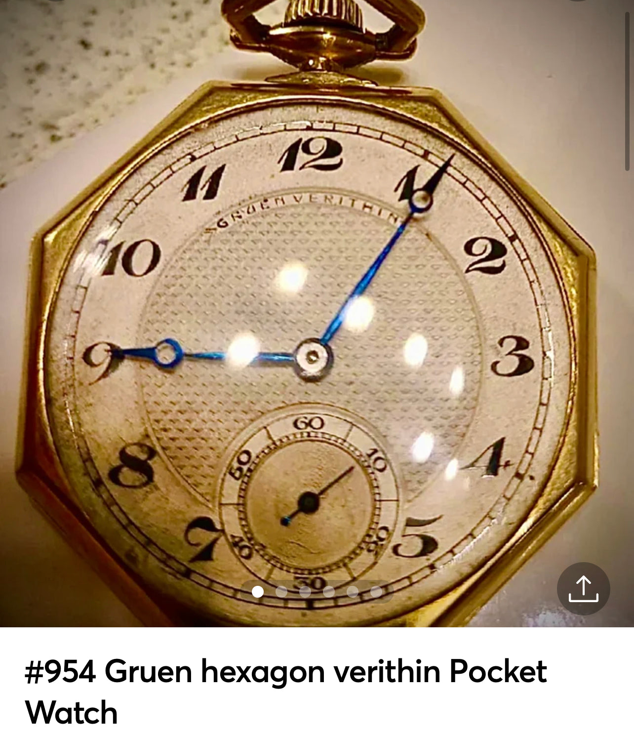 #954 Gruen hexagon verithin Pocket Watch