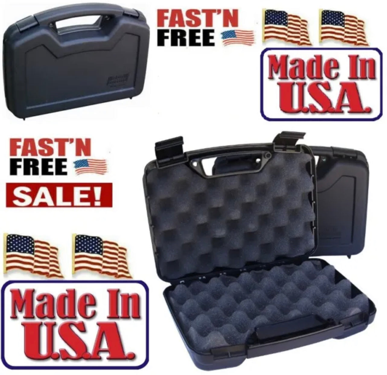 Pistol Handgun Gun Revolver Hard Case Bag Safety Storage Box Lockable Foam Carry