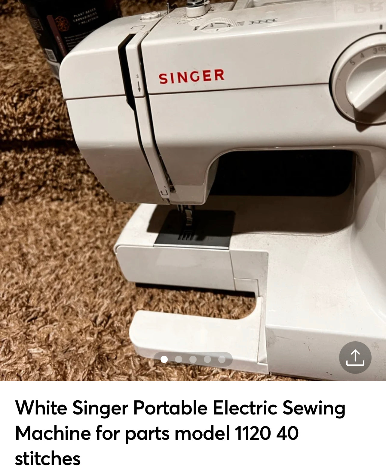 Singer Portable Electric Sewing Machine for parts model 1120 40 stitches