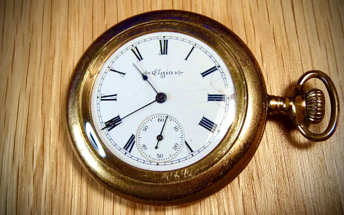 R#686 VINTAGE ELGIN POCKET WATCH GRADE 289 1904 SIDE WIND 6s RUNNING