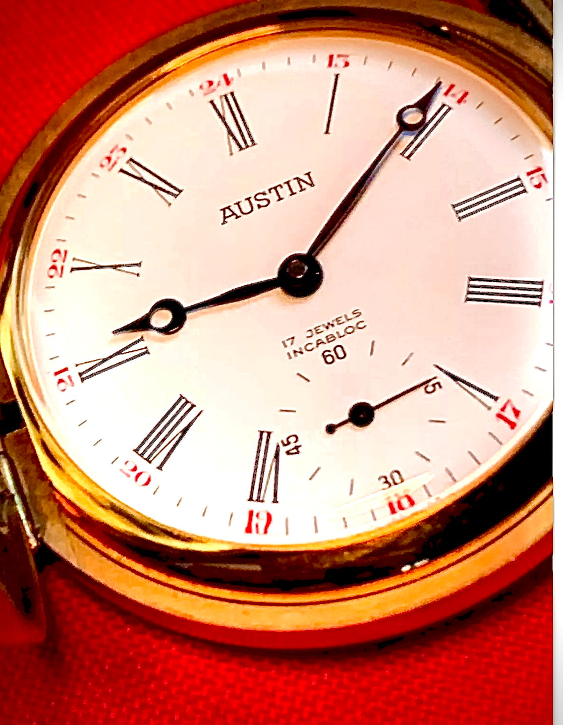 #167 Vintage amazing 70+ Years old Austin 17 Jewel Swiss Pocket Watch Collectors