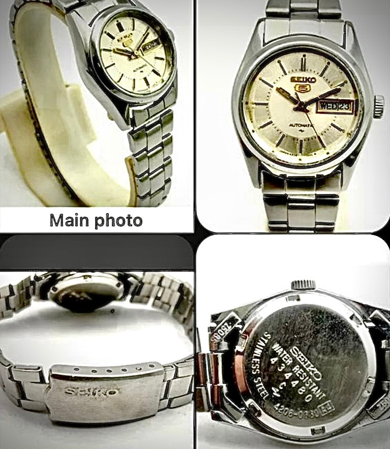 #907 Seiko 5 Automatic  21 Jewels Ladies Gold Dial Watch SYME02