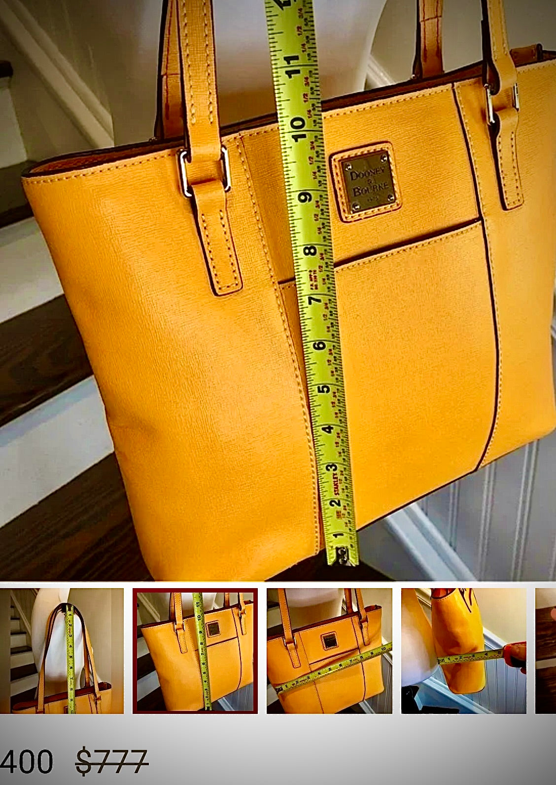 DOONEY BOURKE Orange Saf-fiano Leather Red Lining Two Top Handle Shoulder Straps Savers Dublin $155