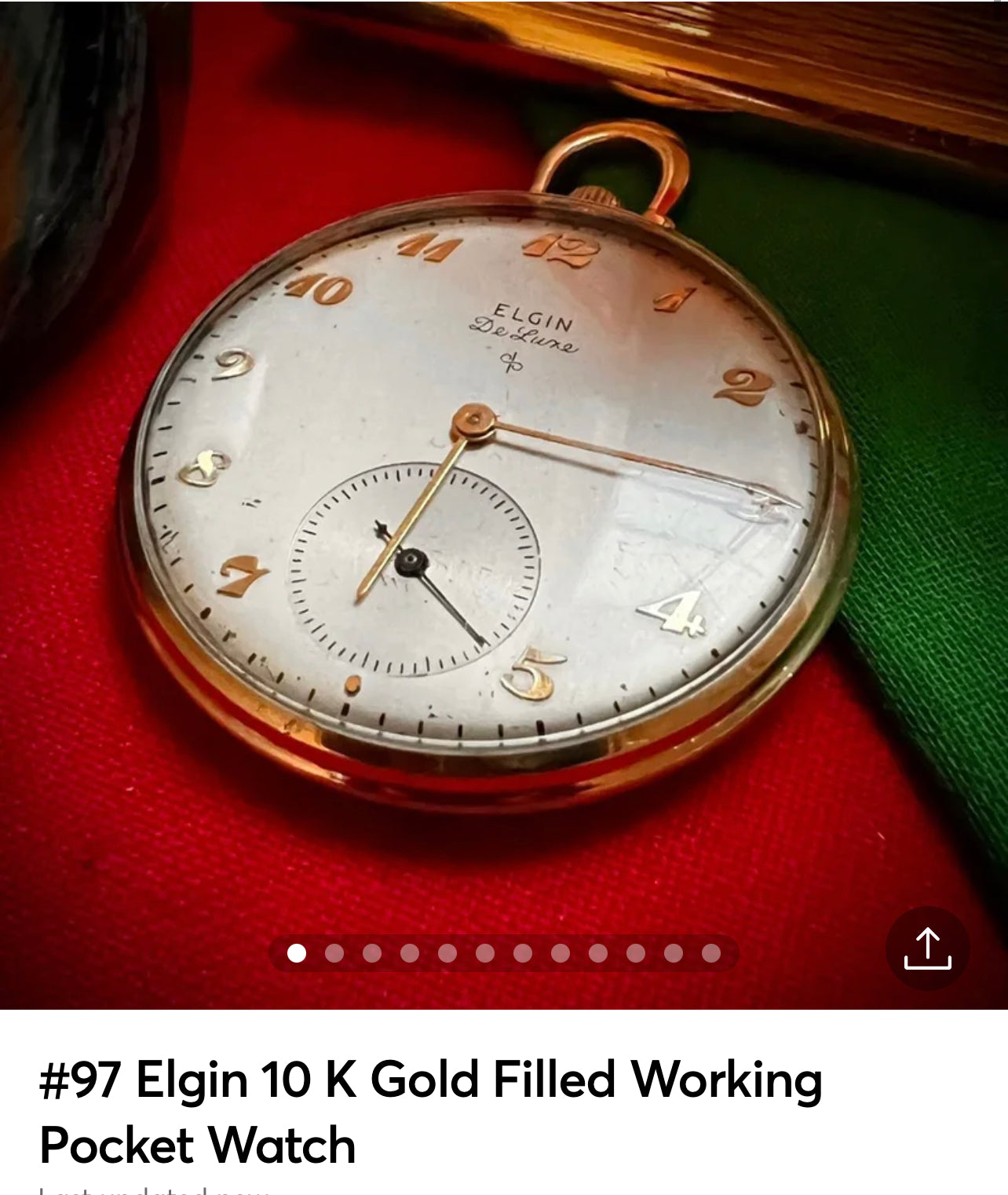 #97 /#359 Elgin 10 K Gold Filled Working Pocket Watch