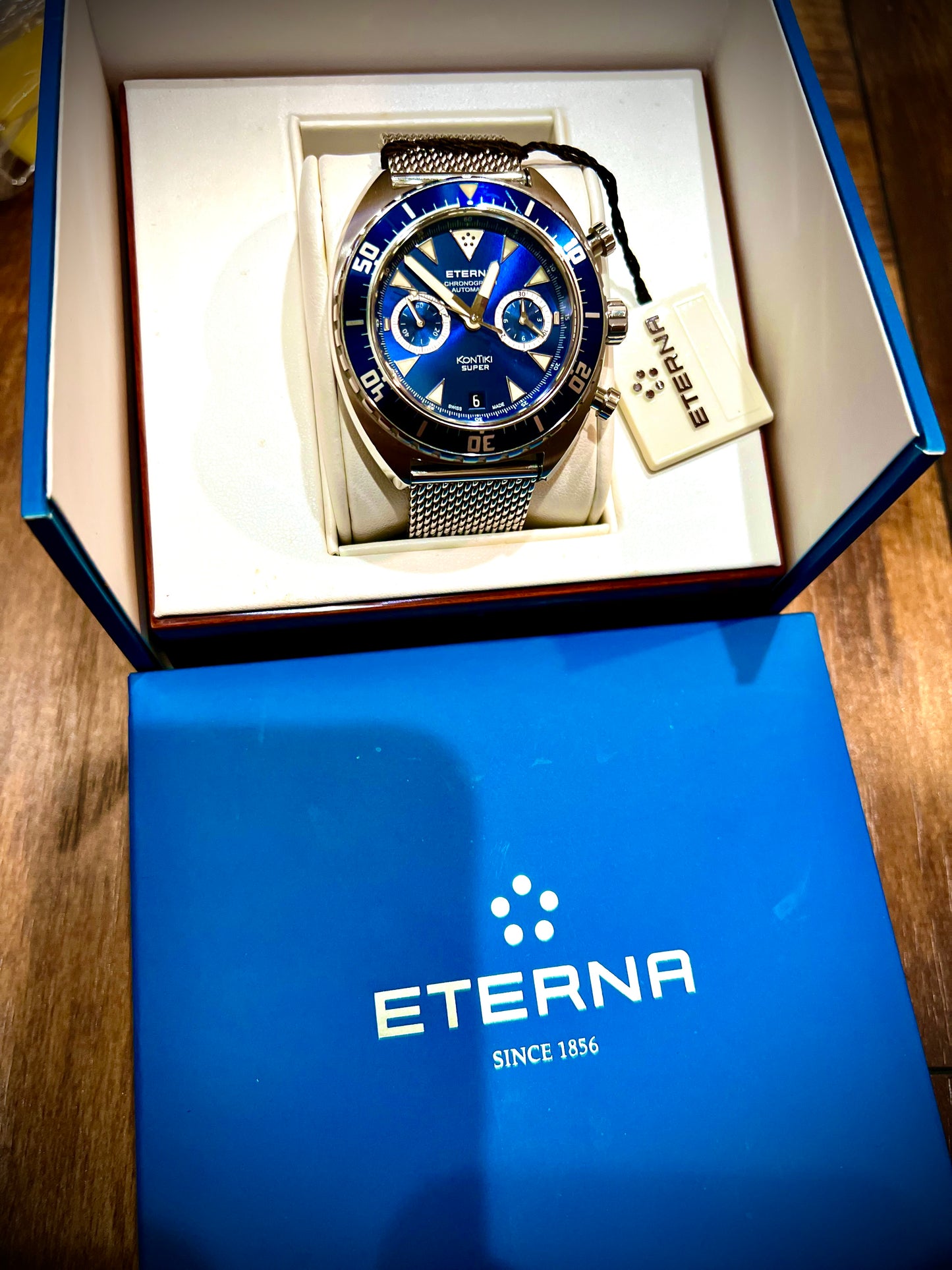 #736 Eterna Chronograph 200 meter ref: 7770.41.49.1718 Swiss Made