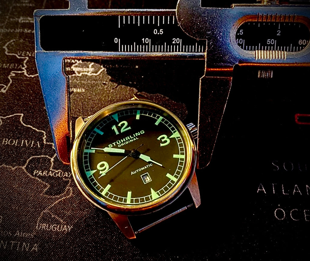 R#932 Stuhrling Original Automatic Watch Luminous Dial 44.5mm Aviator ST-90106