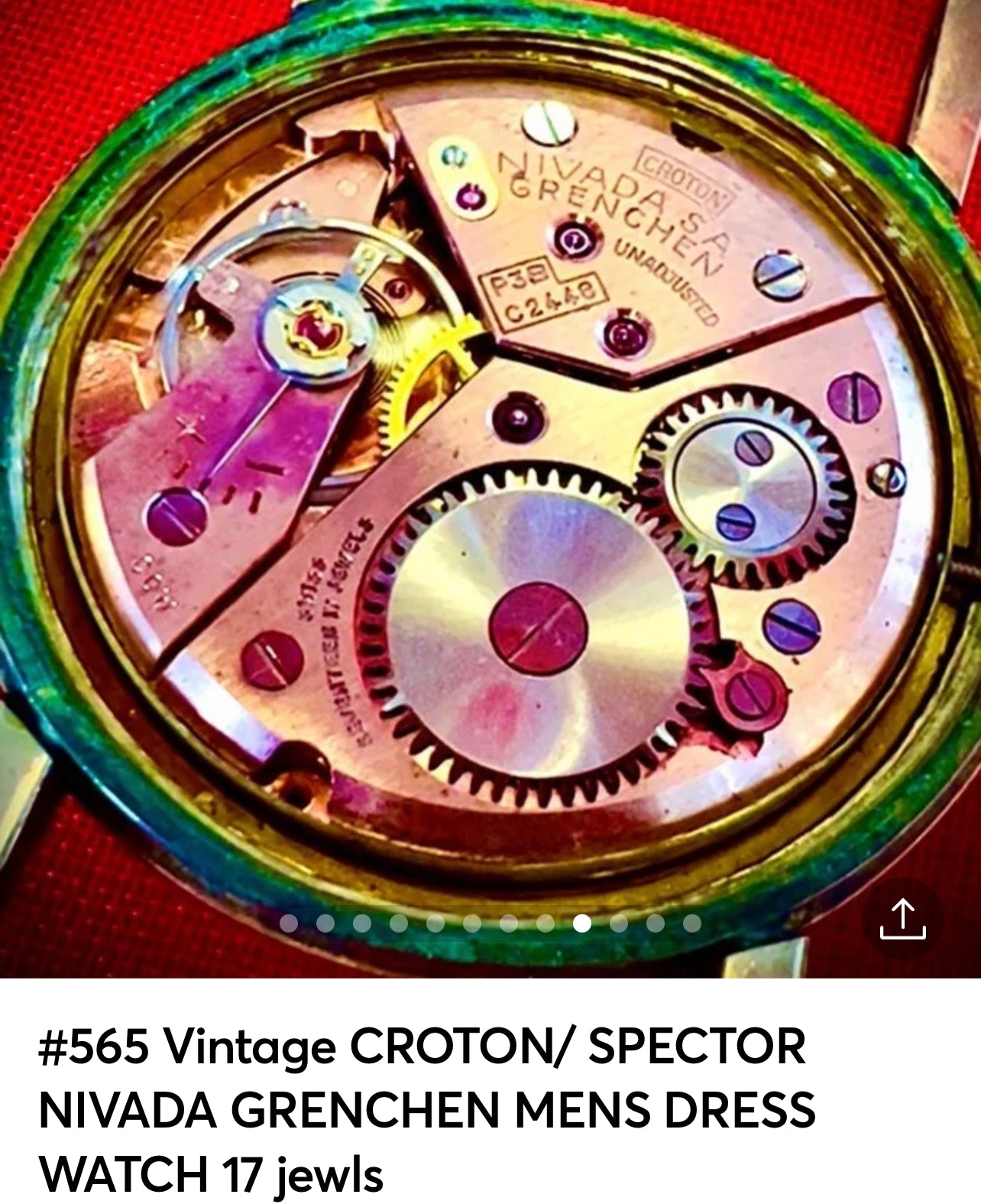 #565 Vintage CROTON/ SPECTOR NIVADA GRENCHEN MENS DRESS WATCH 17 jewls