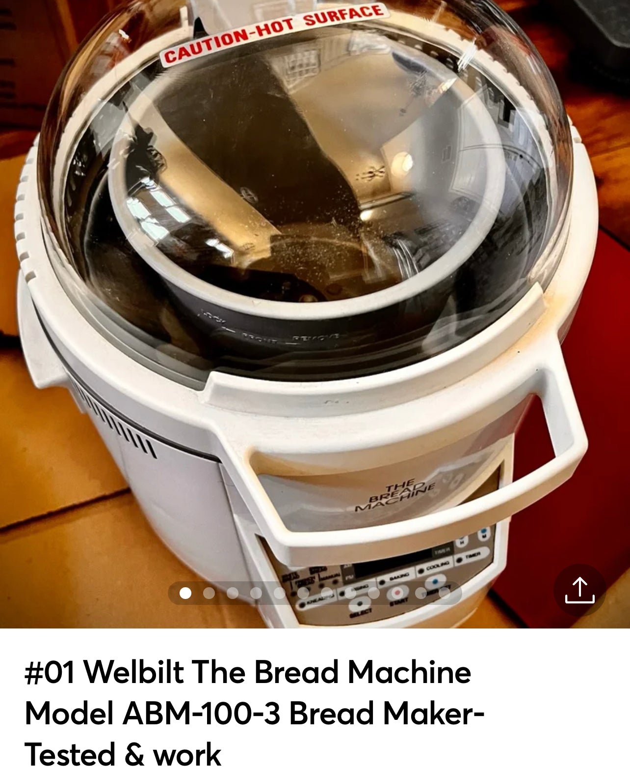 #01 Welbilt The Bread Machine  Model ABM-100-3 Bread Maker- Tested & works