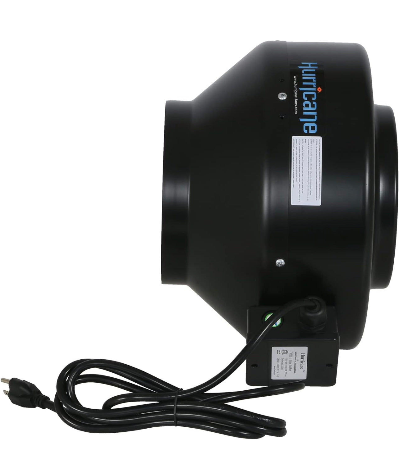 Hurricane 8 Inch Inline Fan 745 CFM - Quiet Fan with Steel Housing and Powder-Coated Finish, Easy Installation