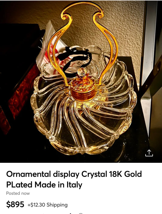 Ornamental display Crystal 18K Gold PLated Made in Italy