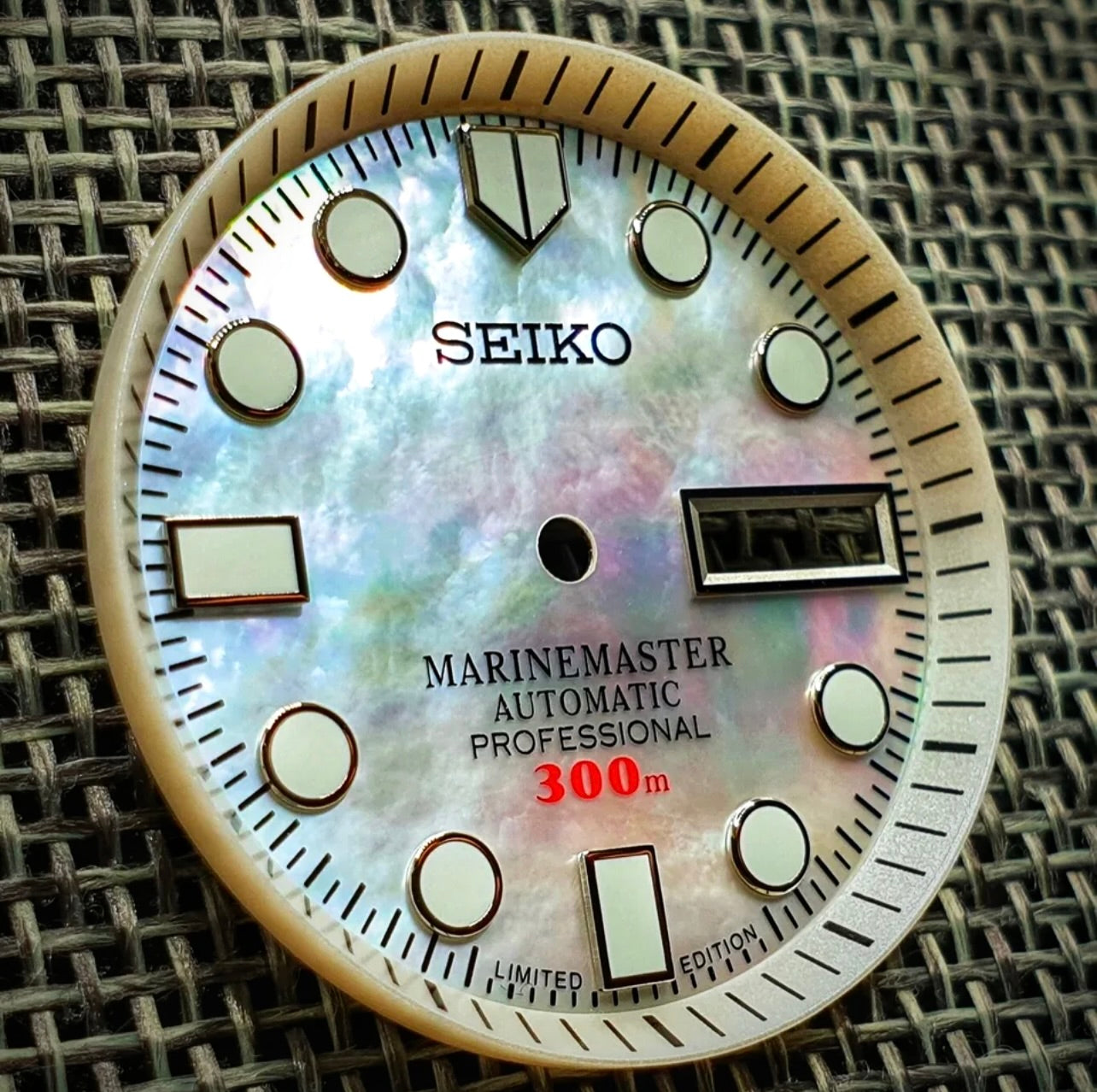 #779 New SEIKO MARINE MASTER MOTHER OF PEARL WHITE DIAL FOR NH36 4R36 7S26 with Ring