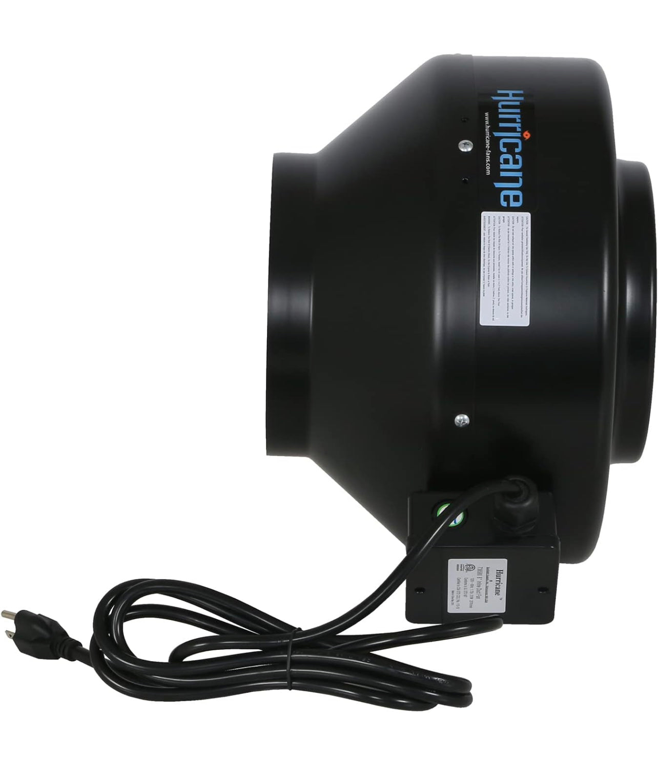 Hurricane 8 Inch Inline Fan 745 CFM - Quiet Fan with Steel Housing and Powder-Coated Finish, Easy Installation