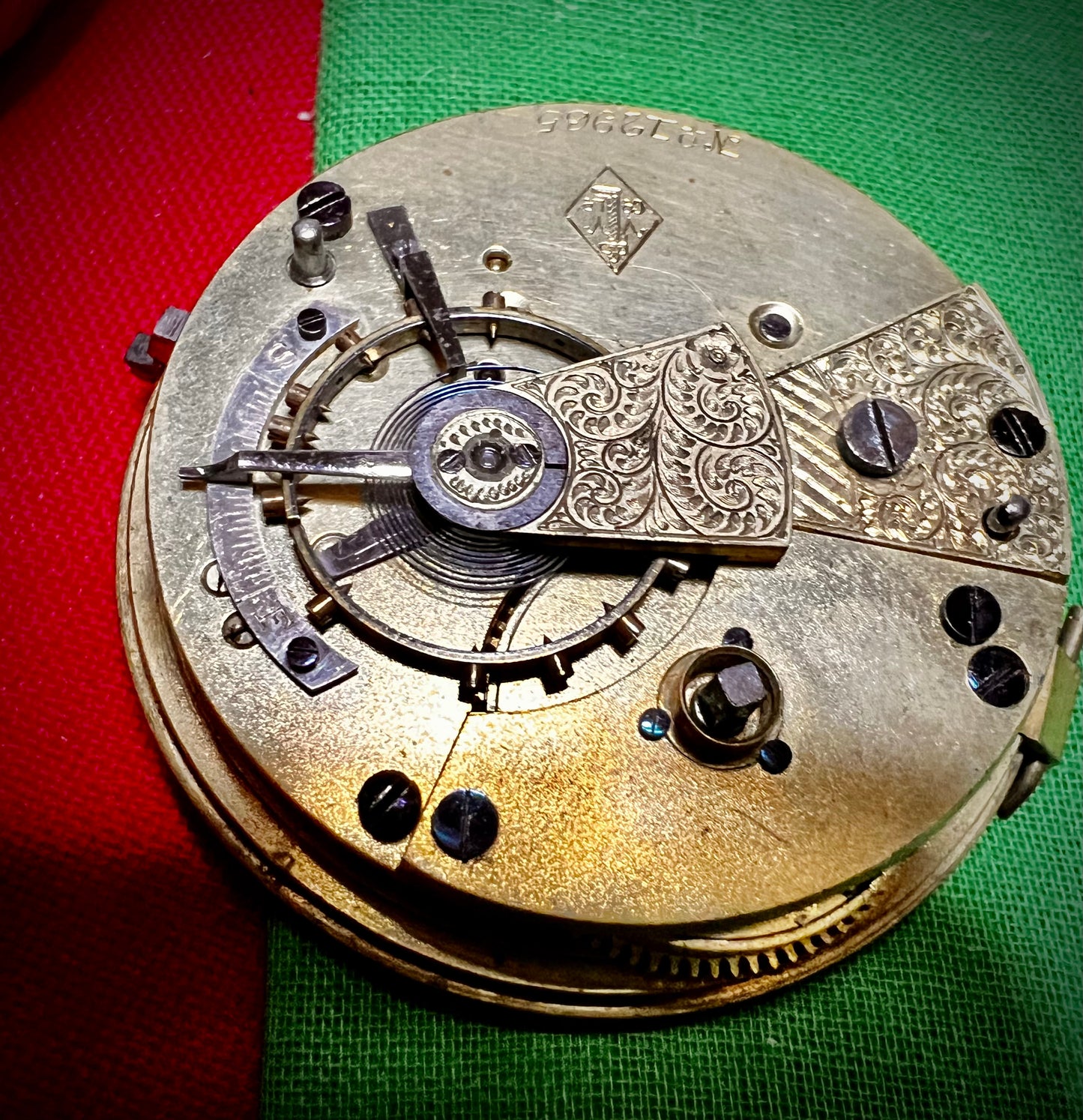 M#202  PWL Co. SWISS ENGLISH KEY WIND POCKET WATCH MOVEMENT #12965 44 mm $25 shabid ebay working perfectly heavy large vintage Rare