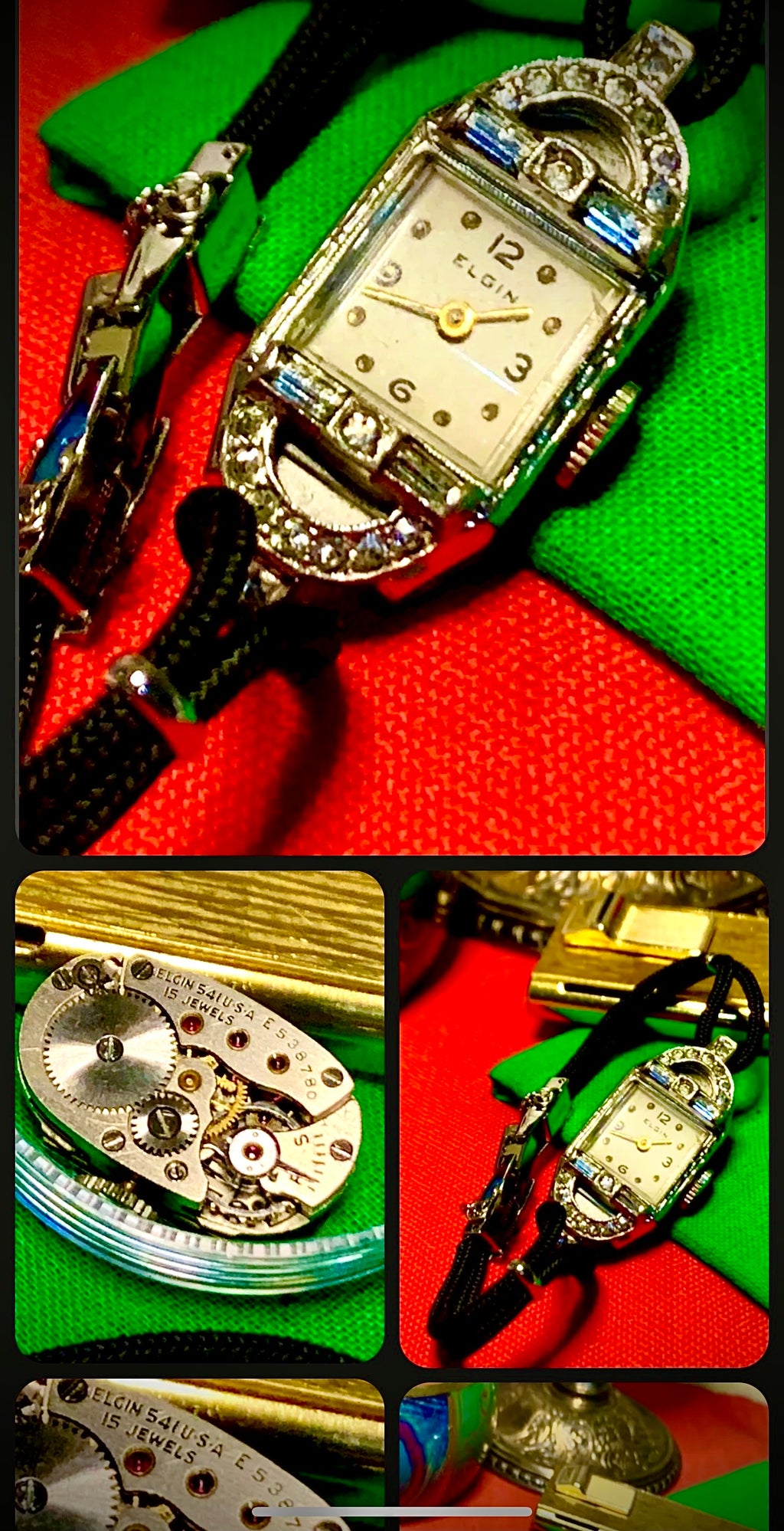 #14 Elgin Ladies Cocktail diamonds Wach 1905 excellent condition keeping time