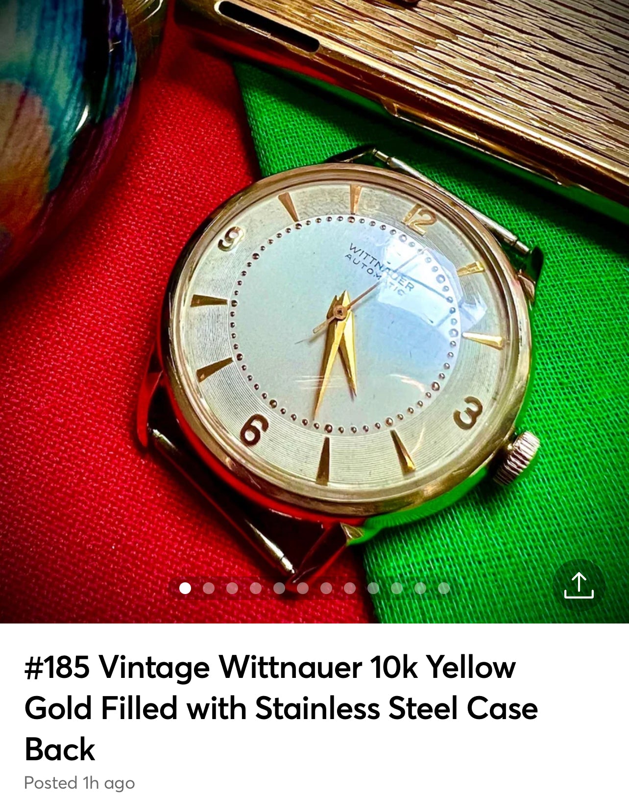 #185 Vintage Wittnauer 10k Yellow Gold Filled with Stainless Steel Case Back