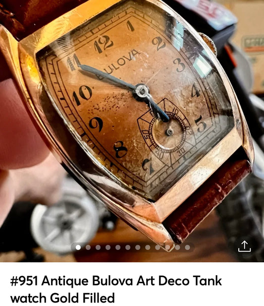 #951 Antique Bulova Art Deco Tank watch Gold Filled