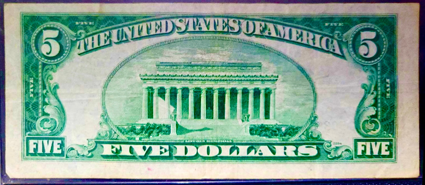 USA Series 1953 $5 bill silver note