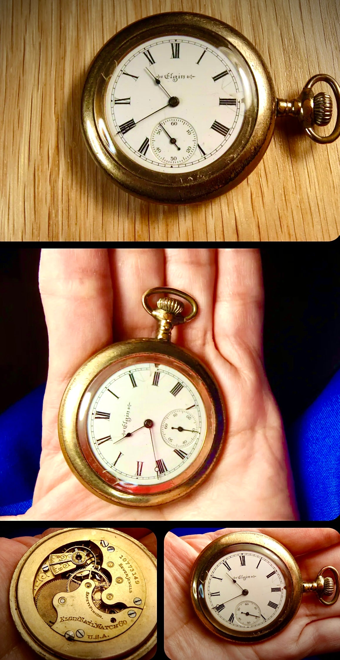 R#686 VINTAGE ELGIN POCKET WATCH GRADE 289 1904 SIDE WIND 6s RUNNING