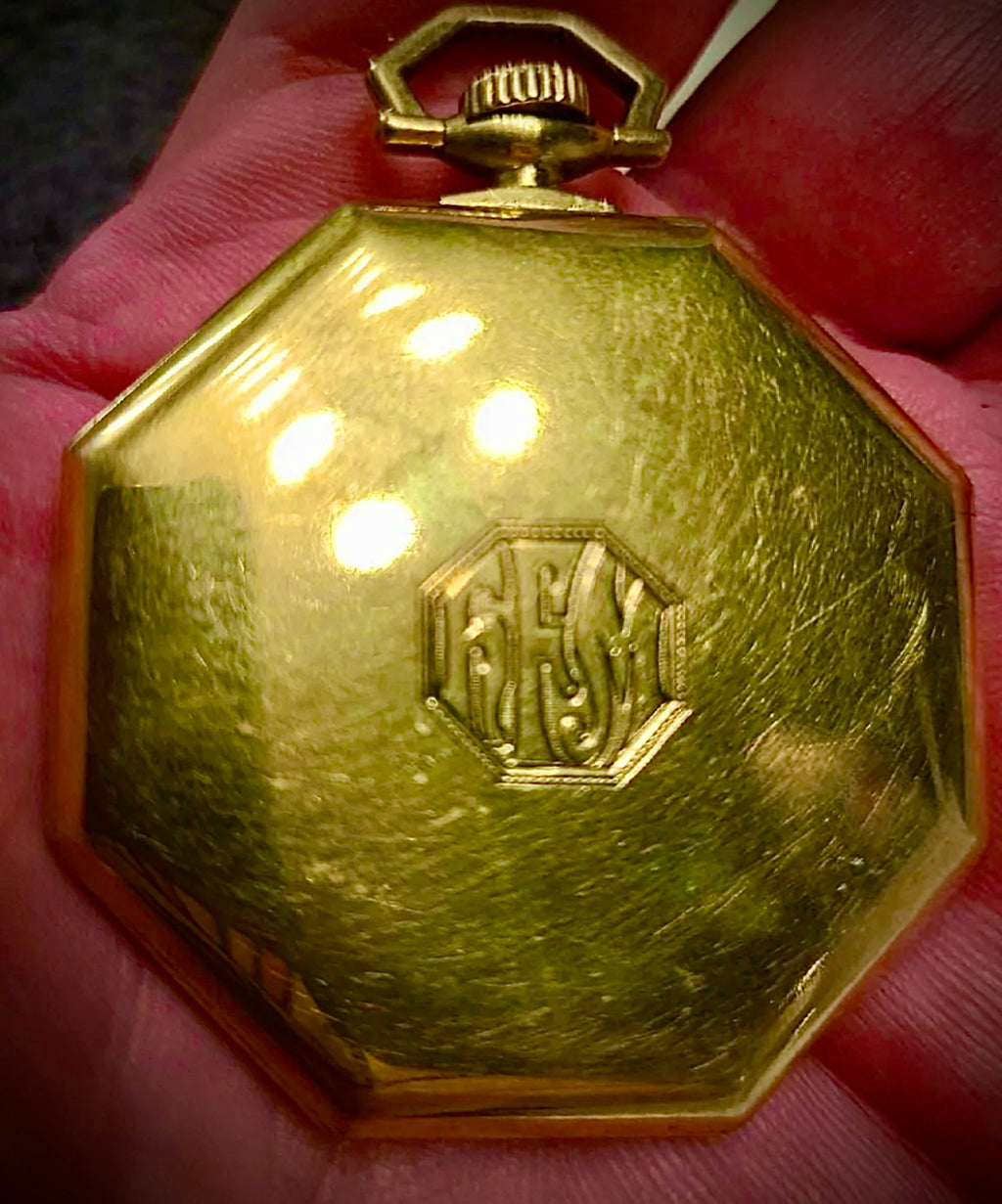#954 Gruen hexagon verithin Pocket Watch