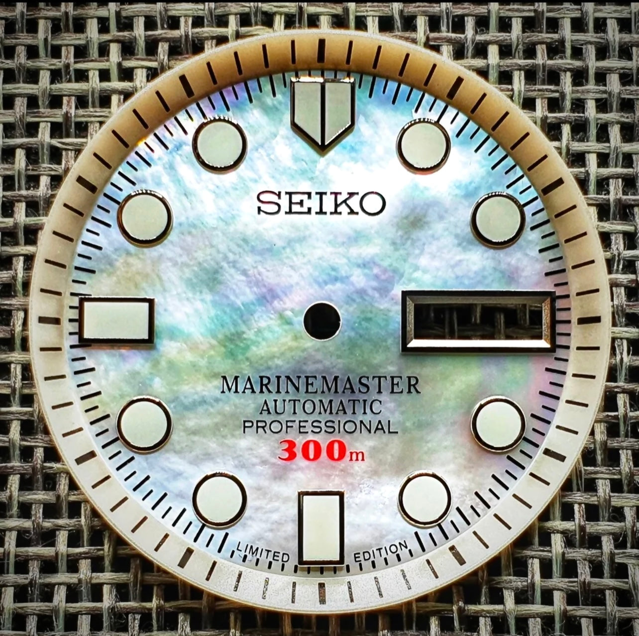 #779 New SEIKO MARINE MASTER MOTHER OF PEARL WHITE DIAL FOR NH36 4R36 7S26 with Ring