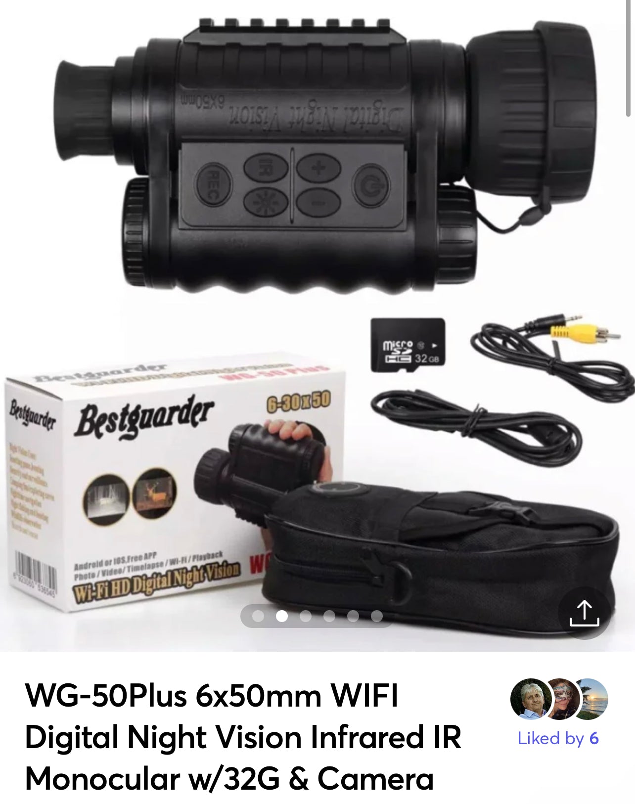 WG-50Plus 6x50mm WIFI Digital Night Vision Infrared IR Monocular w/32G & Camera