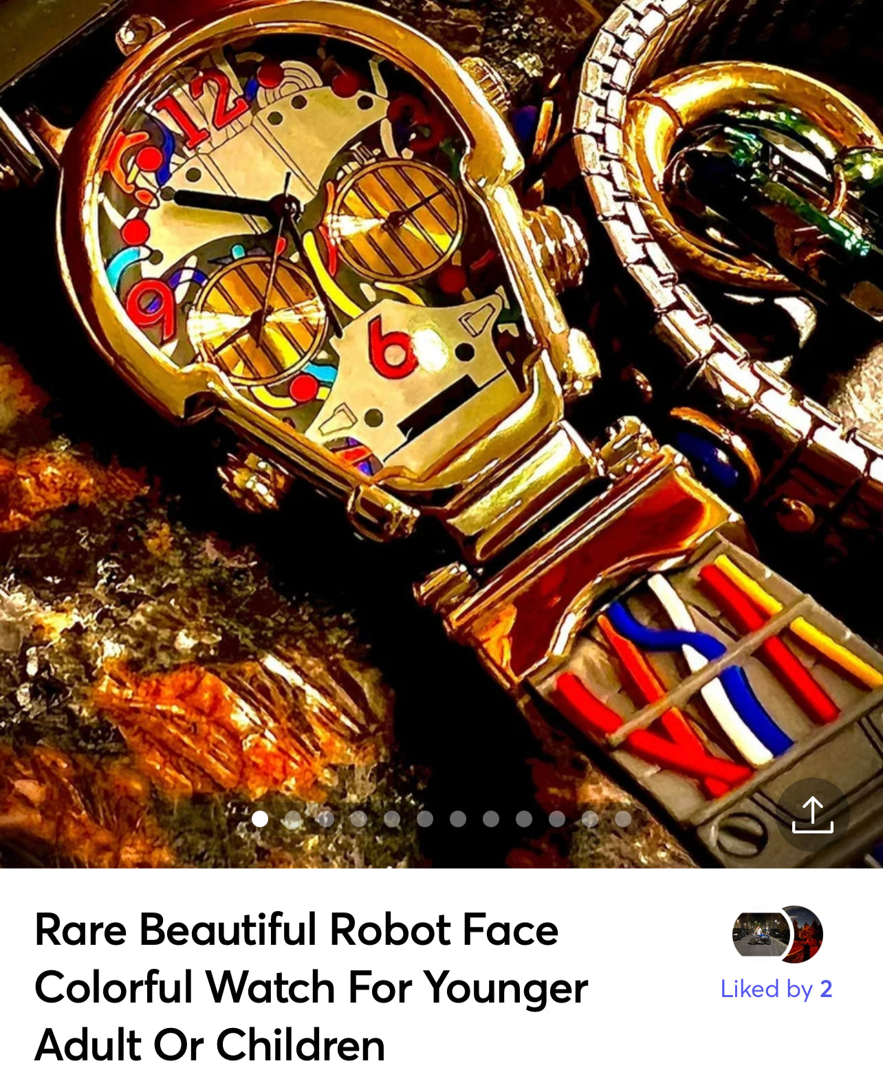 R#947 Rare Beautiful Robot Face Colorful Watch For Younger Adult Or Children