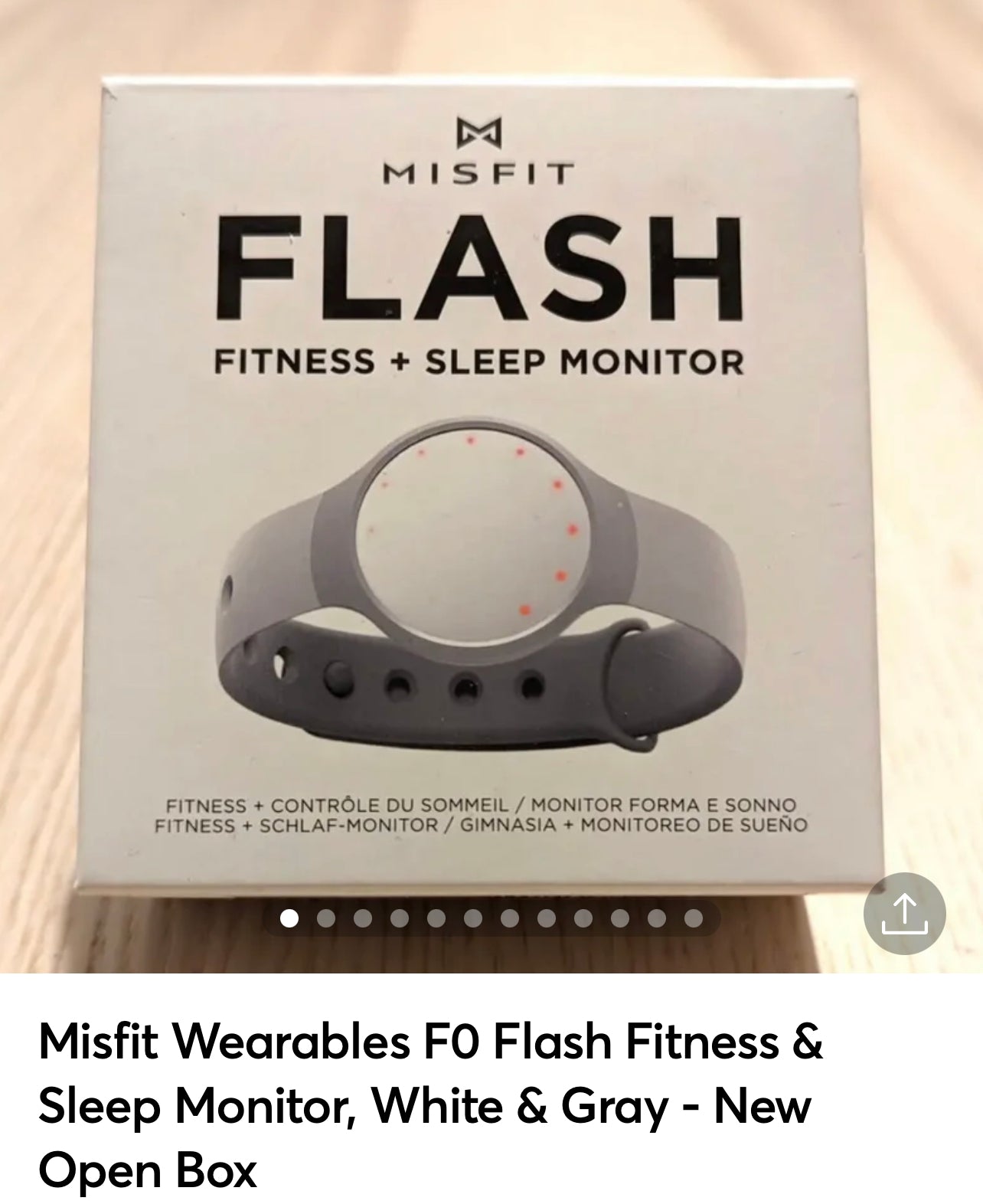 Misfit Wearables F0 Flash Fitness & Sleep Monitor, White & Gray - New Open Box