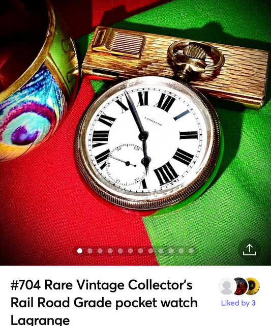 #704 Rare Vintage Collector’s  Rail Road Grade pocket watch Lagrange