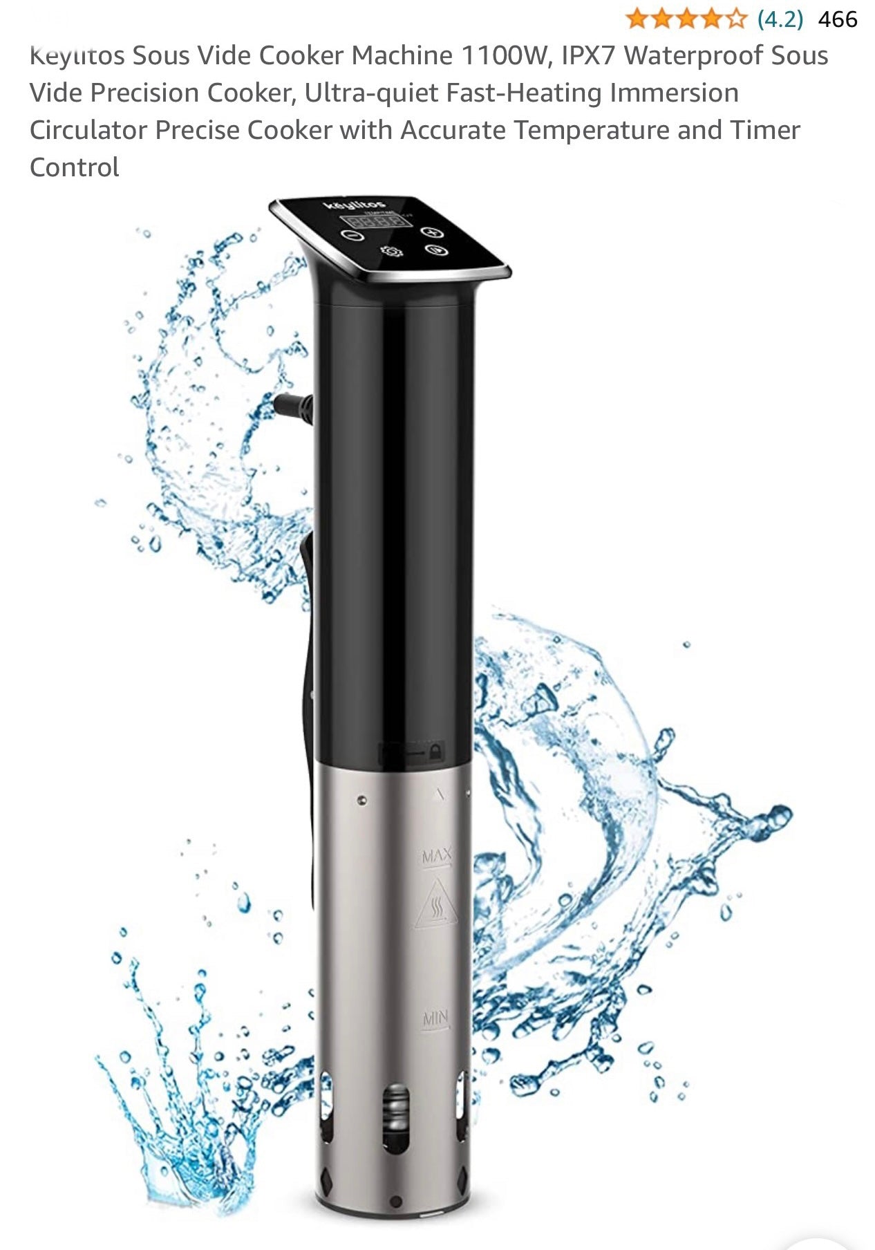 keylitos SOUS VIDE MODEL: M800C peaceful cooking without noise