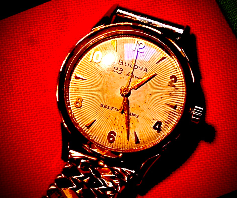 R#931 Vintage 1958 L8 Bulova Selfwinding Sunburst Dial 23J 6Adj 10BPAC Watch