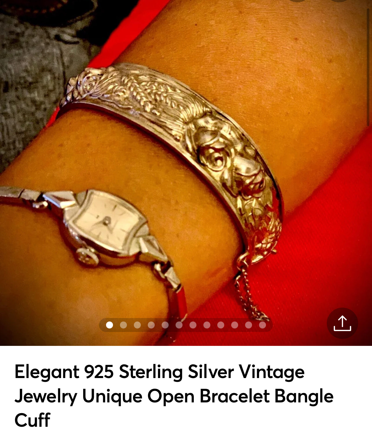 Elegant 925 Sterling Silver Vintage Jewelry Unique Open Bracelet Bangle Cuff