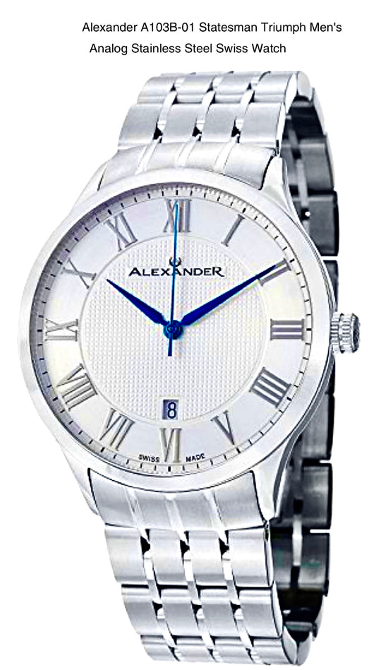 #934 Alexander A103B-01 Statesman Triumph Men's Analog Stainless Steel Swiss Watch B