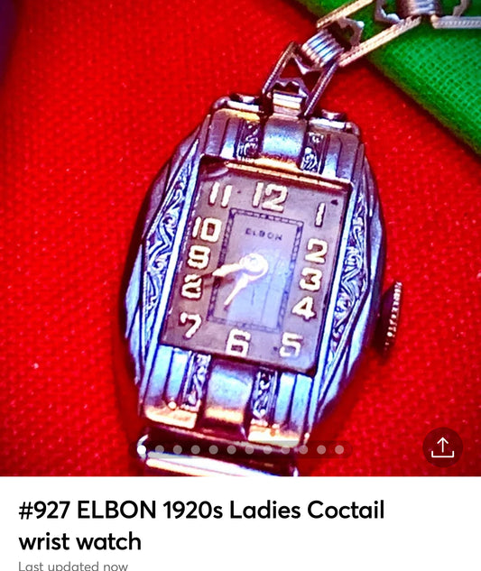 #927 ELBON 1920s Ladies Coctail wrist watch parts or not working