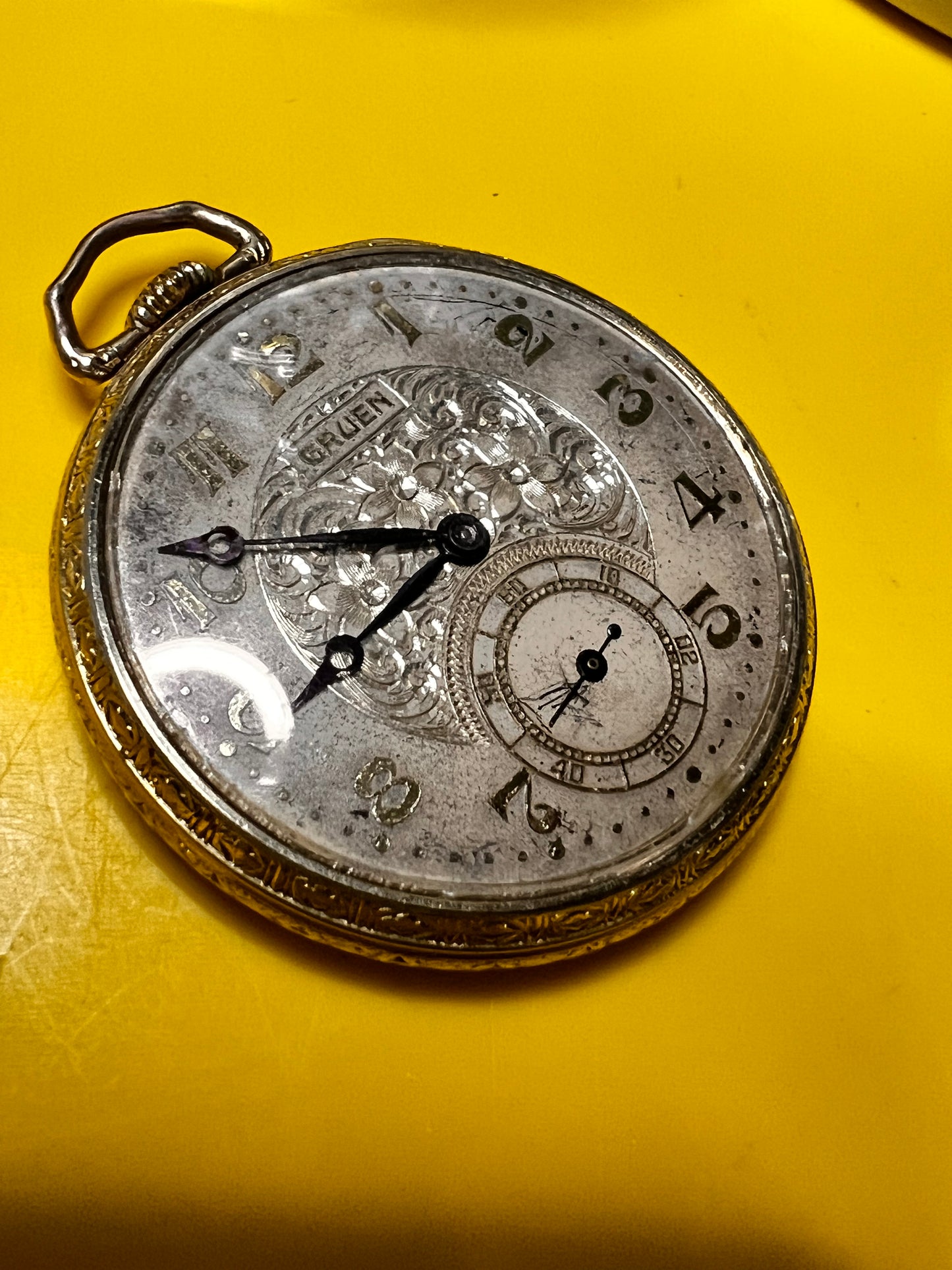 R#352 Beautiful VINTAGE GRUEN OPEN FACE POCKET WATCH SEMI THIN ULTRA QUALITY