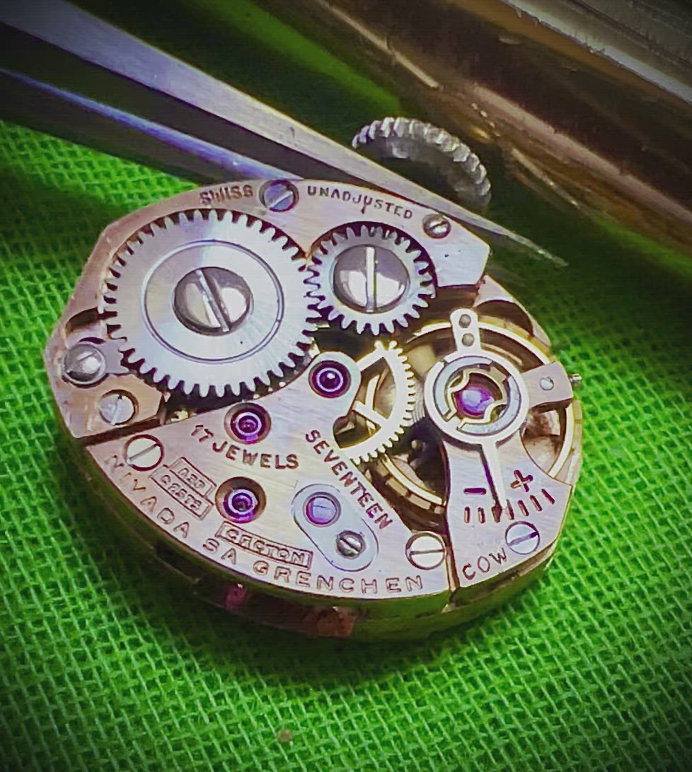 #435 Nivada SA Grenchen Ladies 10 K Gold plated Two Dimonds Beautiful Wrist Watch