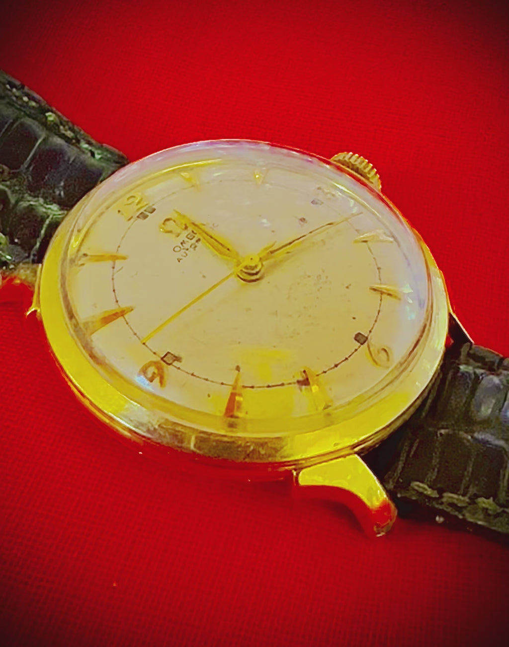 #521 Omega 14K Gold Filled automatic bumper Men Swiss watch 14K Gold Filled