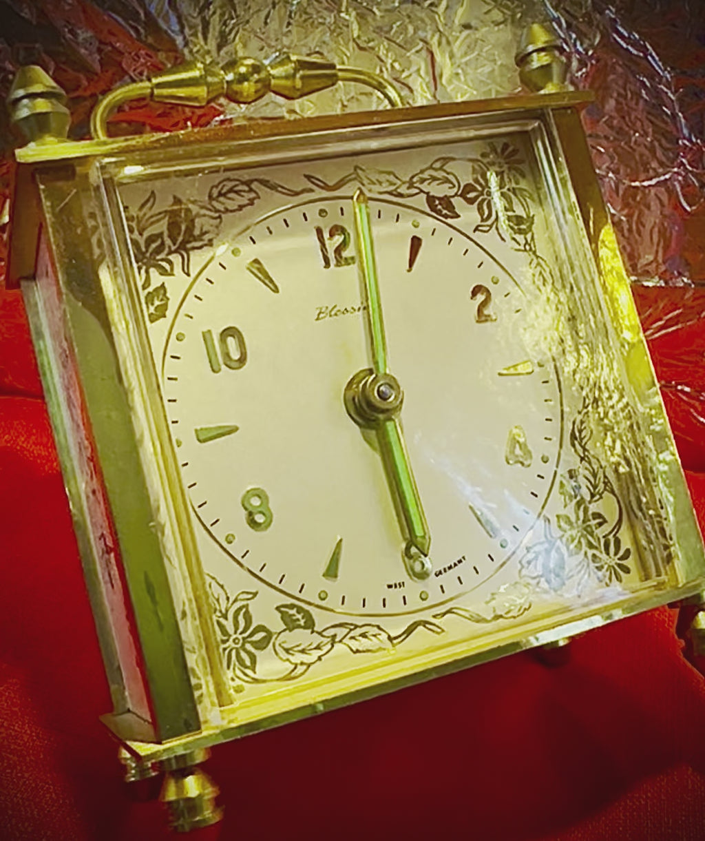 4. Vintage Blessing West Germany Ornate Brass Alarm Wind Up Clock *3.5"