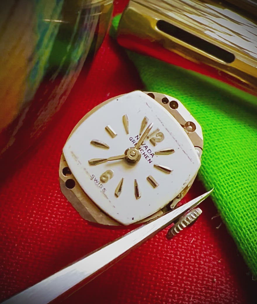 #435 Nivada SA Grenchen Ladies 10 K Gold plated Two Dimonds Beautiful Wrist Watch