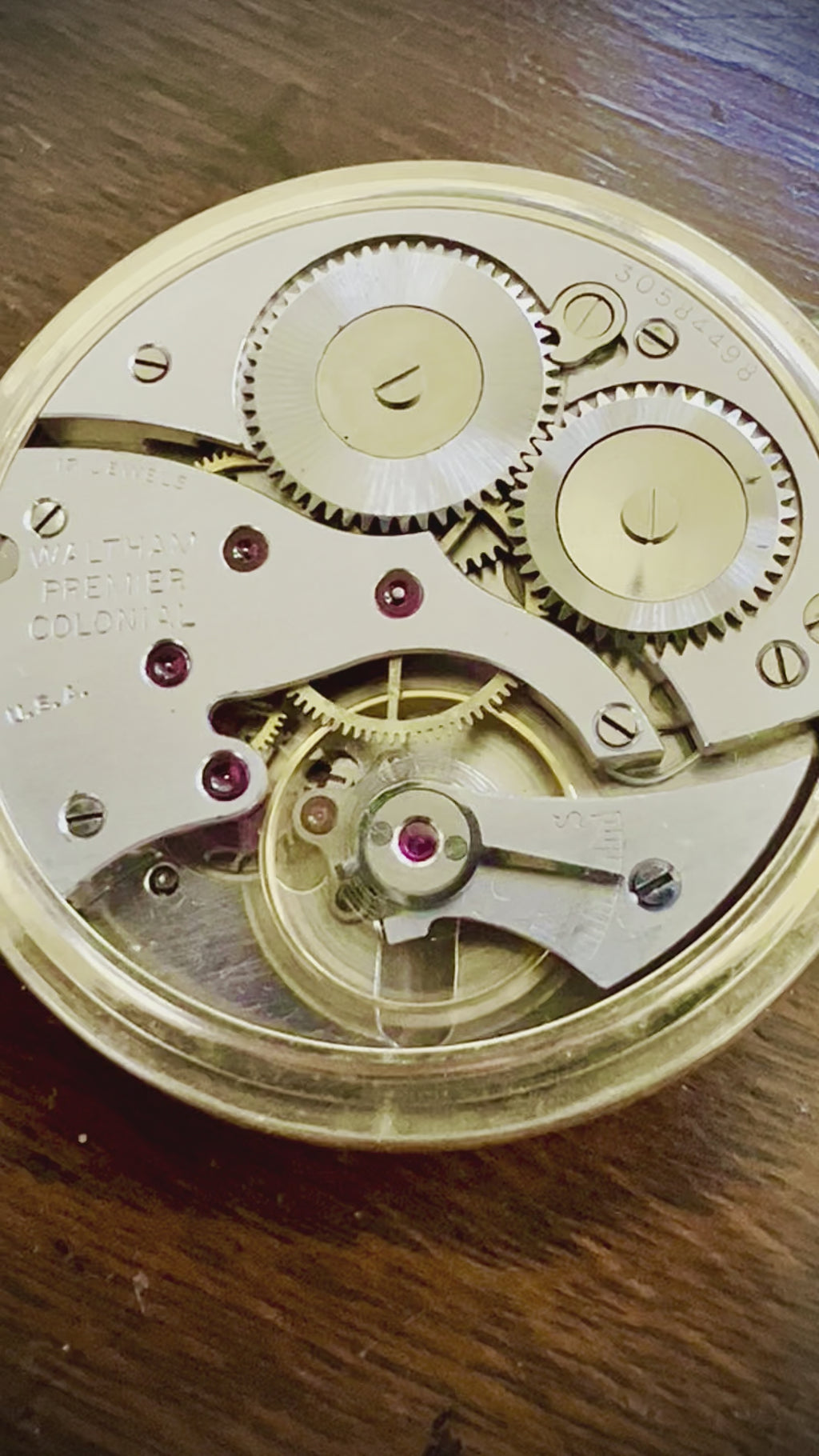 #812 Waltham Premier Colonial 10K GF 17J 12 Size Pocket Watch Fully Working 1940