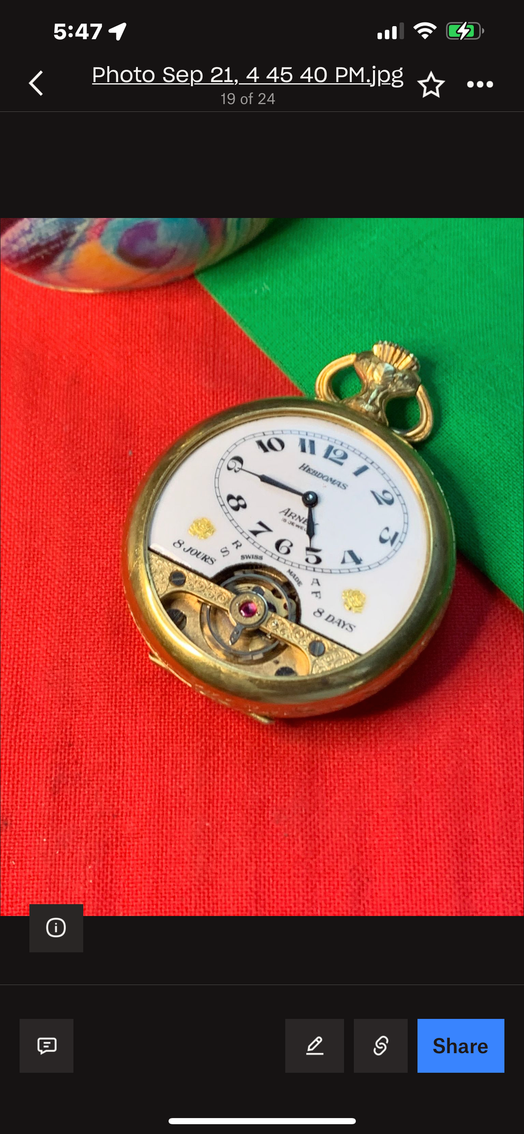 #65 Vintage 1920s Amazing Collector’s Visible Mechanism Arnex 8 Day 15 Jewel Pocket Watch